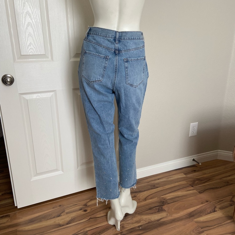 Simple Society Super High Rise Distressed Rhinestone Jeans Size 28 - Picture 3 of 11